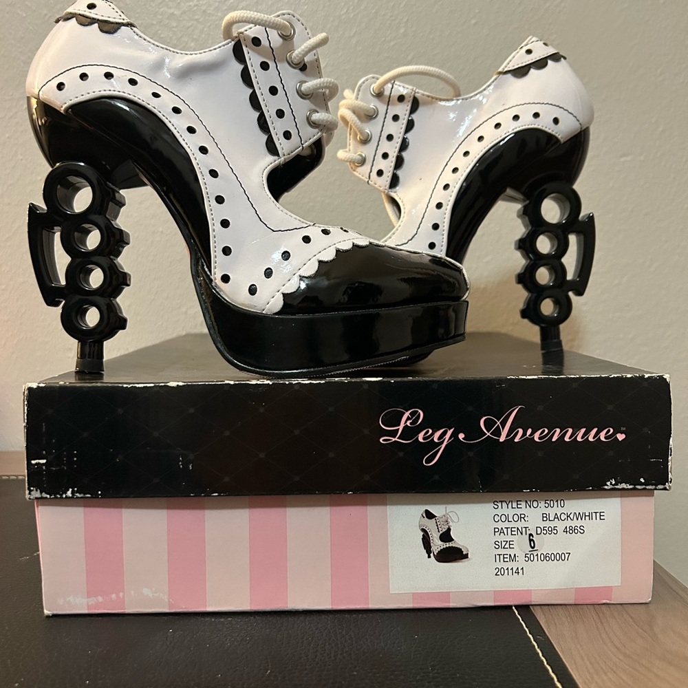 Leg Avenue Black and White Heels